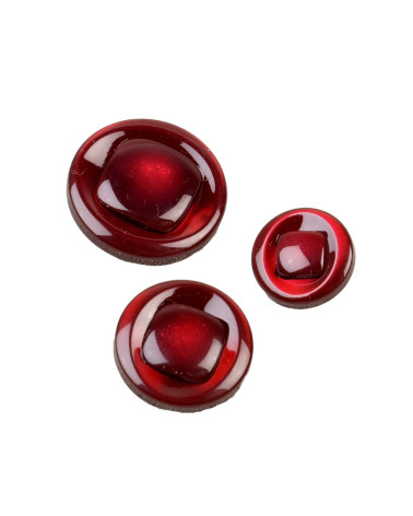 Set of 3 round buttons with Beaujolais red shank