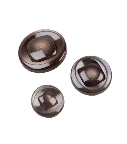 Set of 3 round buttons with brown shank