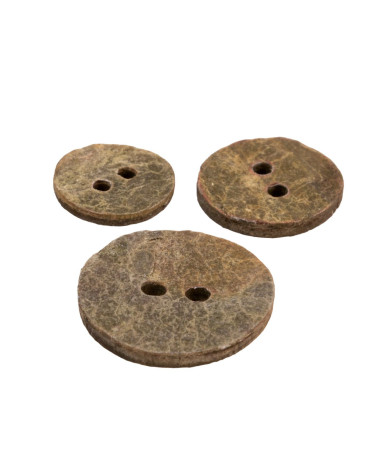 Set of 3 round gray brown stone buttons