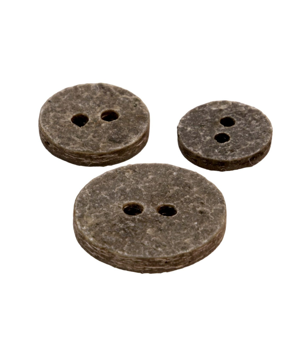 Set of 3 round stone buttons anthracite gray black