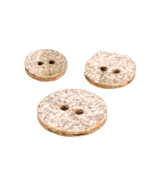 Set of 3 white round stone buttons