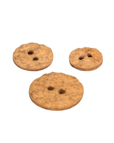 Set of 3 round beige stone buttons