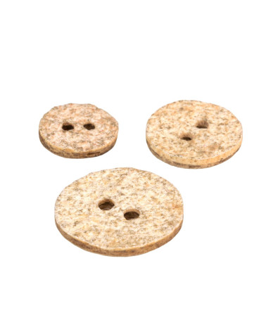 Set of 3 ecru round stone buttons