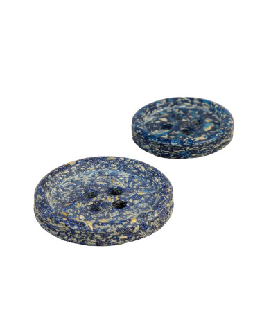 Set of 3 French blue rice husk buttons