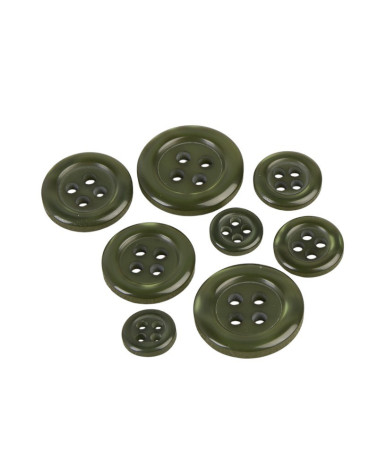 Lot de 3 boutons ronds 4 trous vert sapin
