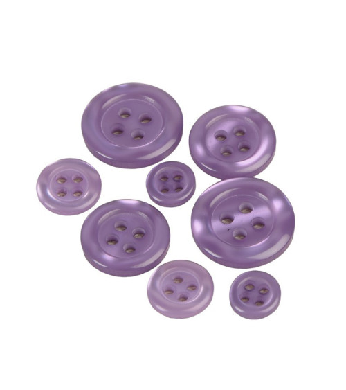 Set of 3 round buttons 4 holes purple purple mauve