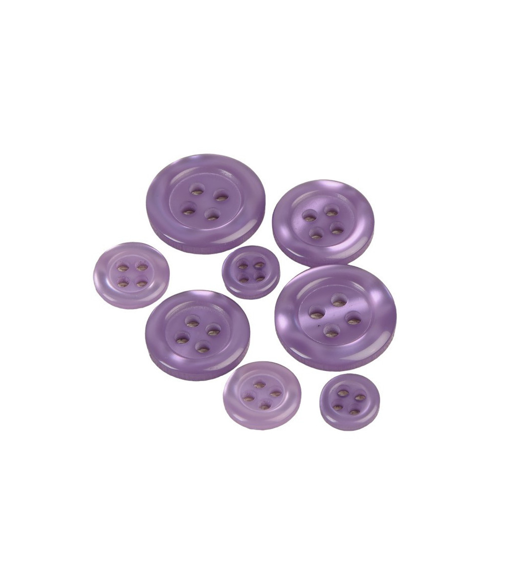 Set of 3 round buttons 4 holes purple purple mauve