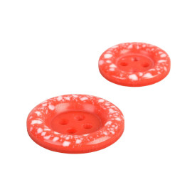 Lot de 3 boutons rond plastique recyclé 4 trous rouge