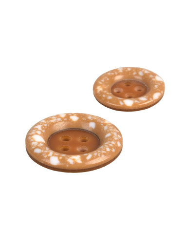 Set of 3 round recycled plastic buttons 4 holes beige antelope
