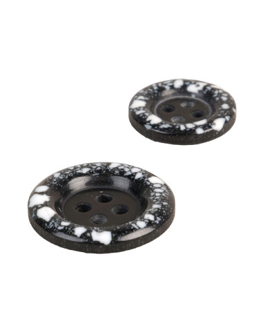 Set of 3 round recycled plastic buttons 4 holes black