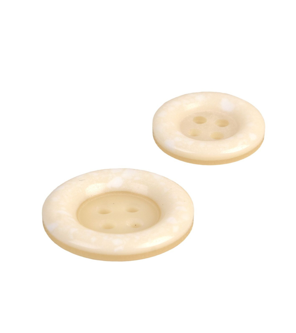 Lot de 3 boutons rond plastique recyclé 4 trous ivoire