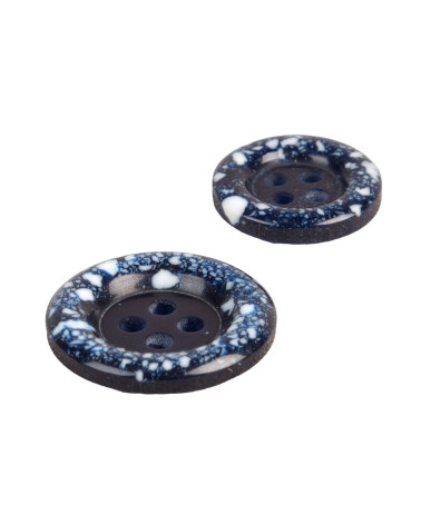 Set di 3 bottoni rotondi in plastica riciclata 4 fori blu navy