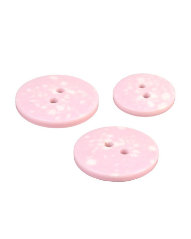 Set of 3 round recycled plastic buttons 2 holes baby pink