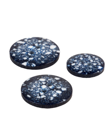 Set di 3 bottoni rotondi in plastica riciclata 2 fori blu navy