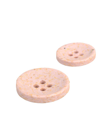 Lot de 3 boutons rond écorces de riz 4 trous rose layette