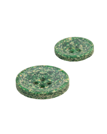 Set of 3 round rice husk buttons 4 holes pine green