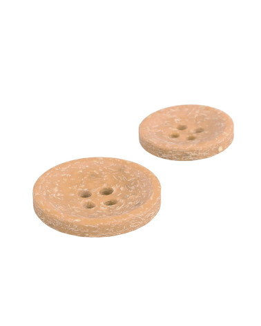 Set of 3 round rice husk buttons 4 holes beige antelope