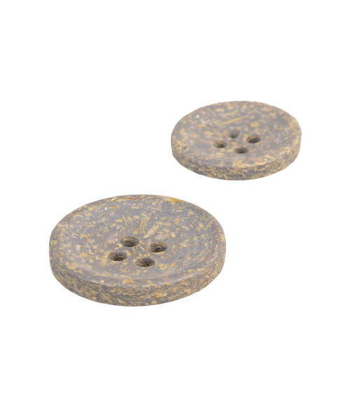 Lot de 3 boutons rond écorces de riz 4 trous gris cendre