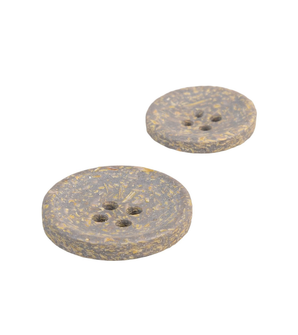 Lot de 3 boutons rond écorces de riz 4 trous gris cendre