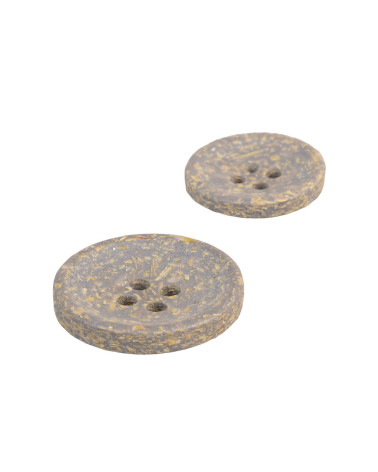 Set of 3 round rice husk buttons 4 holes ash gray
