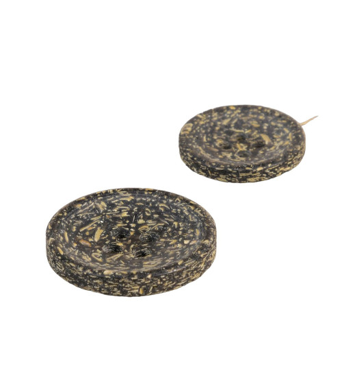 Lot de 3 boutons rond écorces de riz 4 trous noir