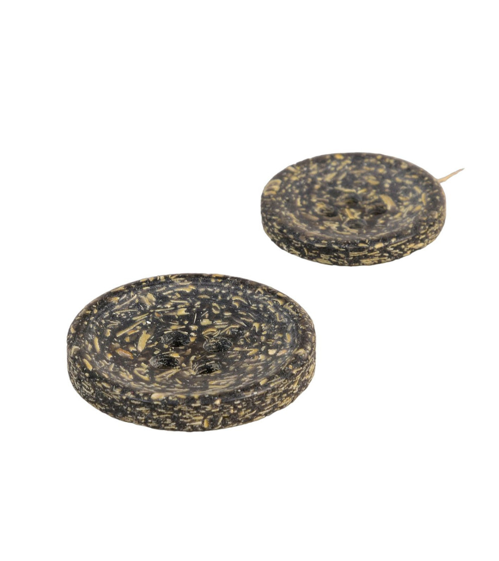 Lot de 3 boutons rond écorces de riz 4 trous noir