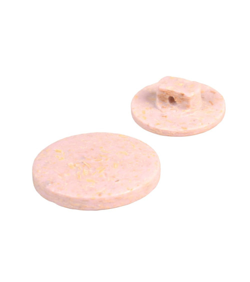 Set of 3 round buttons with baby pink rice husk tails