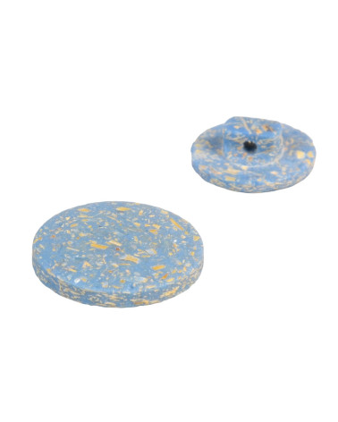 Set of 3 round buttons with sky blue rice husk tail