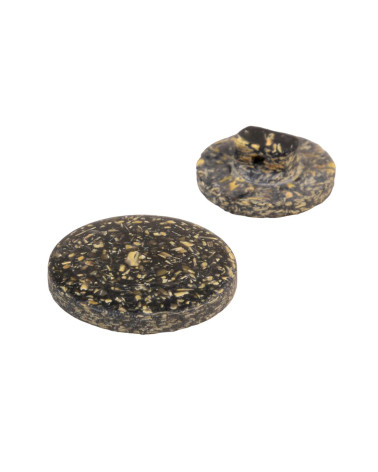 Lot de 3 boutons rond à queue écorces de riz noir