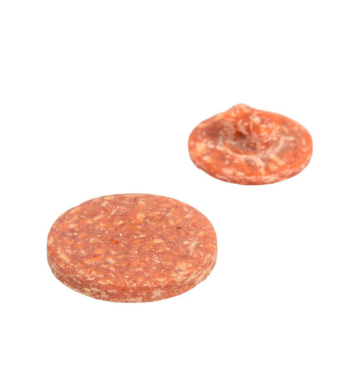 Set of 3 round buttons with rust orange rice husk tails