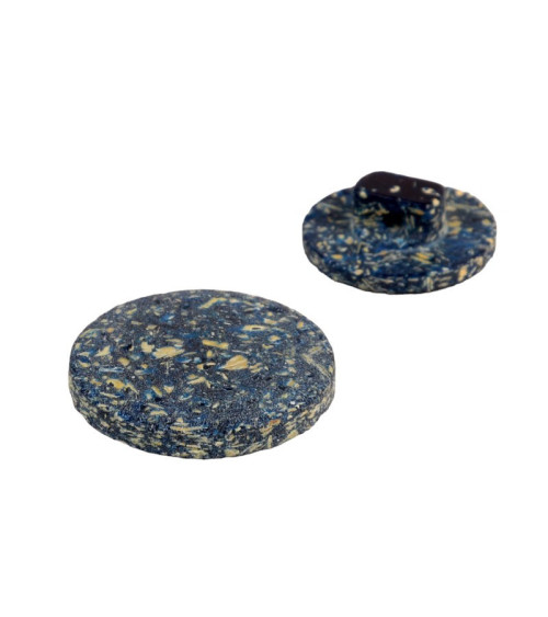 Lot de 3 boutons rond à queue écorces de riz bleu marine