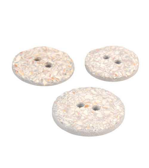 Lot de 3 boutons rond coquilles d'œufs 2 trous gris clair