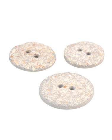 Set of 3 round eggshell buttons 2 holes light gray