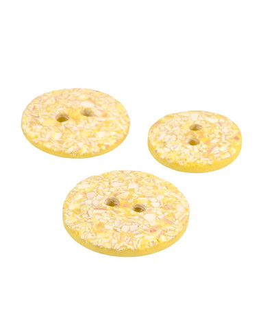 Set di 3 bottoni rotondi color guscio d'uovo 2 fori colore giallo mais