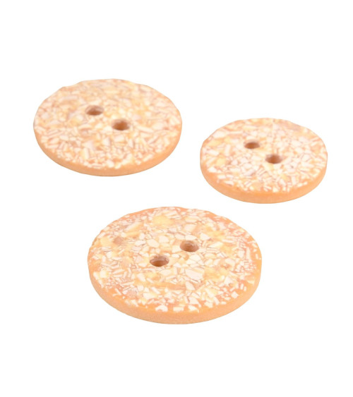 Lot de 3 boutons rond coquilles d'œufs 2 trous orange