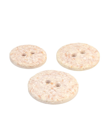 Set of 3 round eggshell buttons 2 holes ivory