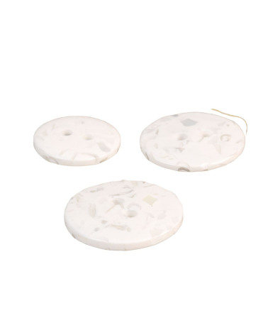Set of 3 round buttons recycled bottles 2 holes white