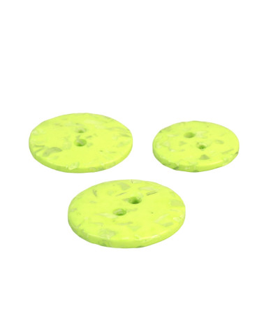 Set of 3 round buttons recycled bottles 2 holes grass green