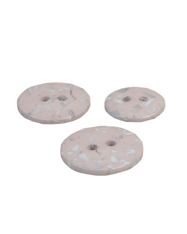 Set mit 3 runden Knöpfen aus recycelten Flaschen, 2 Löcher, aschgrau