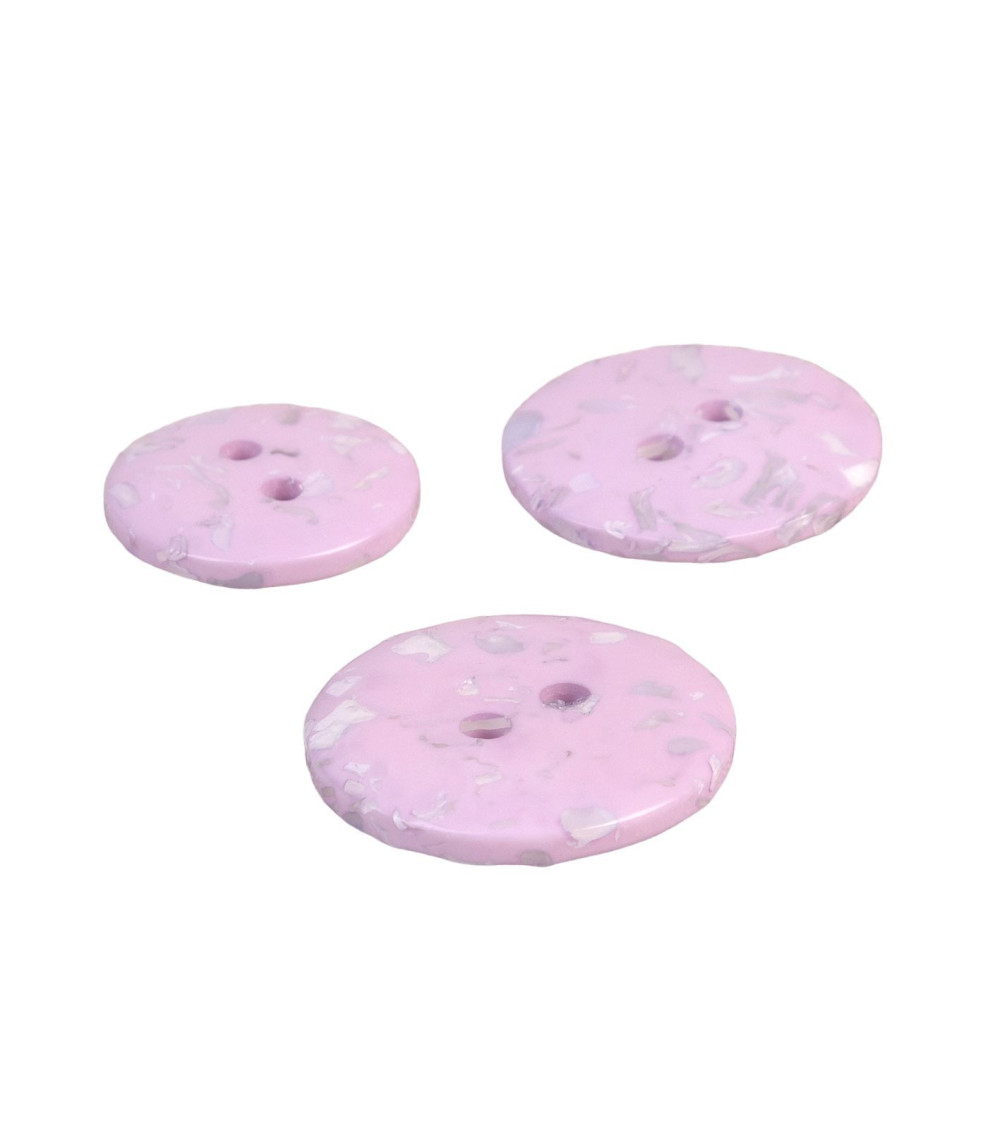 Set of 3 round recycled bottle buttons 2 holes lavender purple