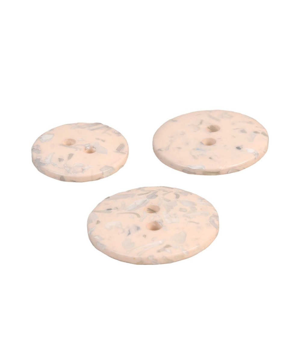 Lot de 3 boutons rond bouteilles recyclées 2 trous ivoire