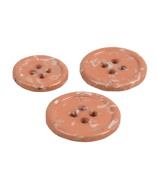 Lot de 3 boutons rond 4 trous bouteilles recyclées bronze/cognac