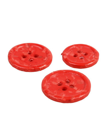 Set of 3 round buttons 4 holes recycled red bottles