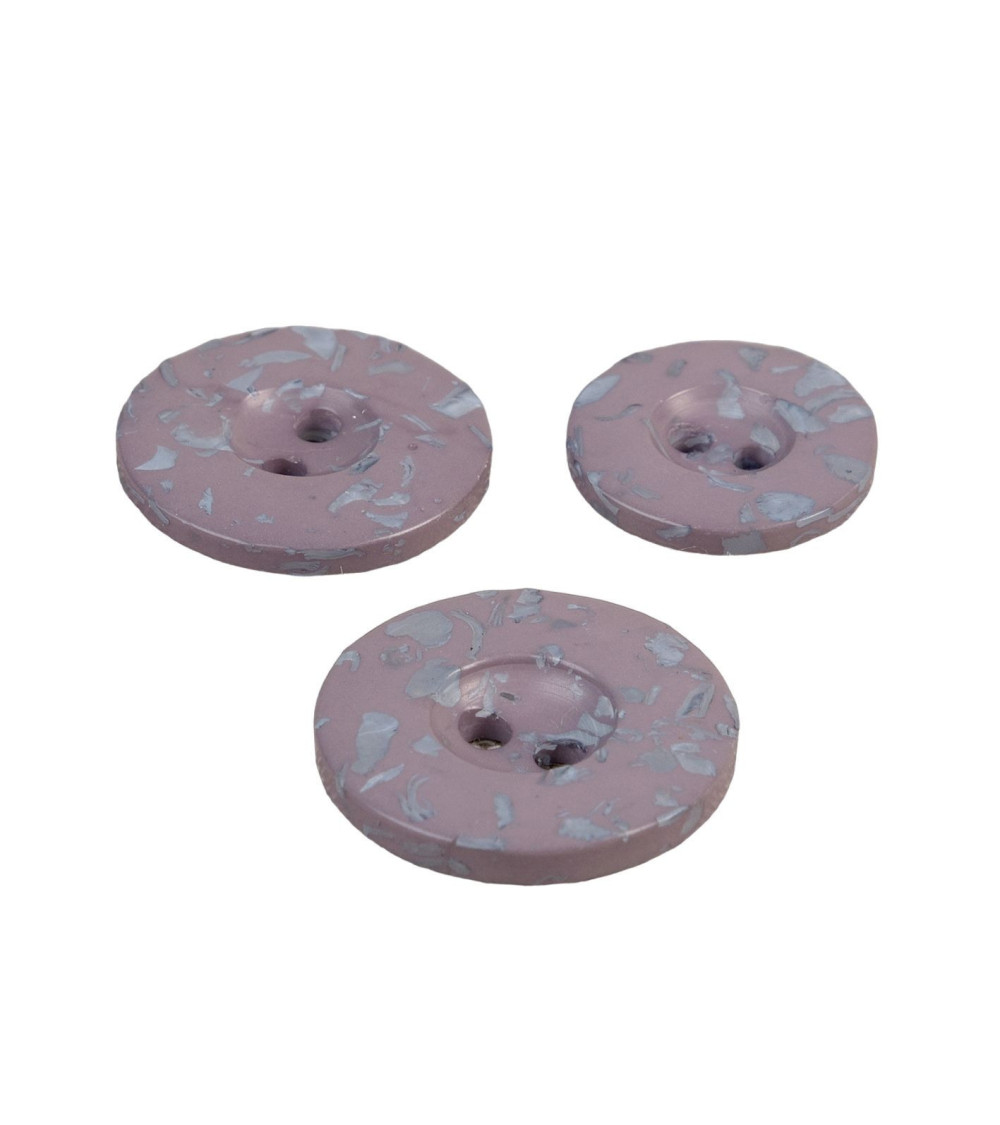 Set of 3 round buttons 2 holes recycled anthracite gray bottles