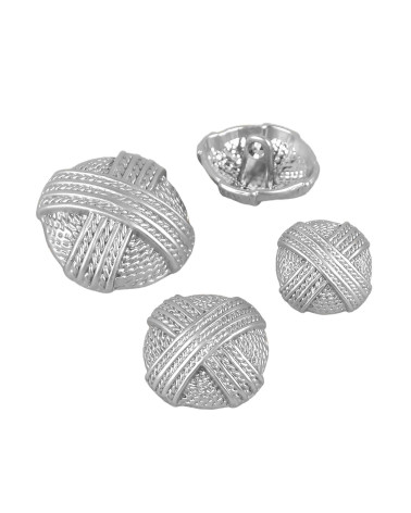 Set of 3 silver ball buttons