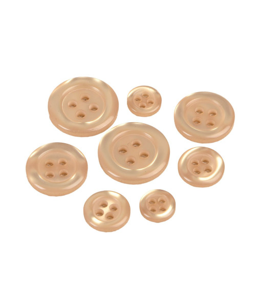 Set of 3 round buttons 4 holes beige