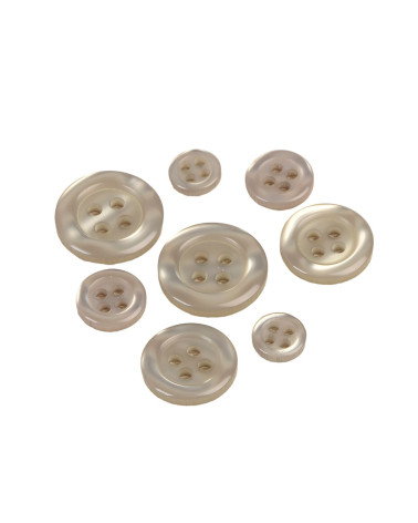 Set of 3 round buttons with 4 holes, taupe brown