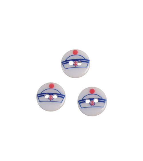 Lot de 3 boutons 2 trous enfant chapeau marin