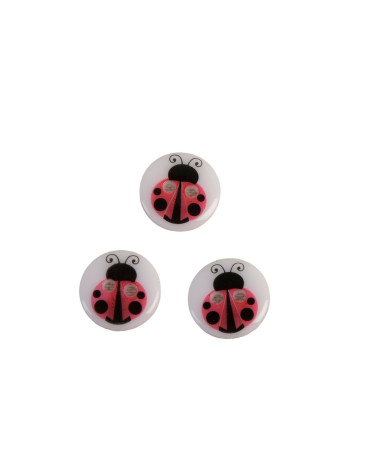 Set of 3 2-hole child ladybug buttons