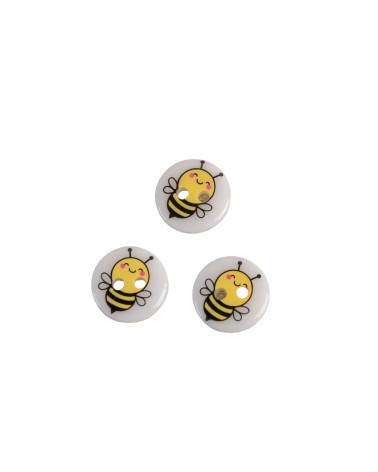 Set of 3 2-hole bee children's buttons